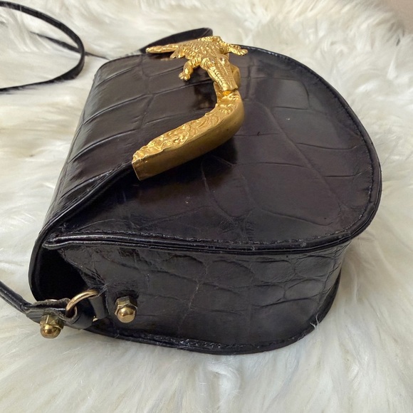 Vintage Glenn Miller For Ann Turk Alligator -Embossed Bag Whit Gold Mascaron - Picture 7 of 10